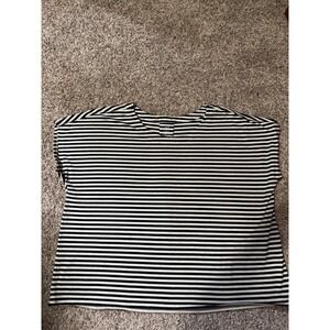 J. Jill Luxe Supima Scoop Neck Tee Black White Striped Top XL Petite